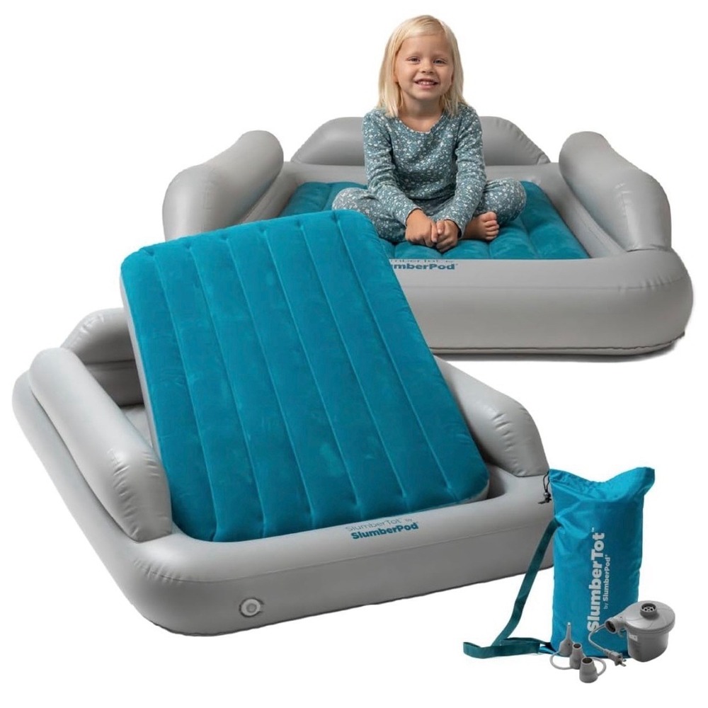 SlumberPod SlumberTot Inflatable Toddler Bed w/ Pump Bumpers Travel Mattress